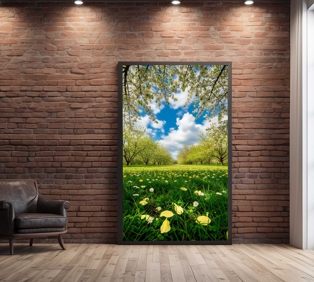 QUADRO LINDA PAISAGEM COM FLORES E ÁRVORES - #5