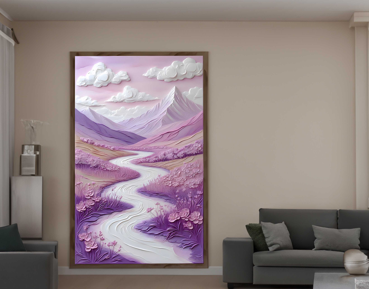 QUADRO ABSTRATO PAISAGEM COM RIO - #4