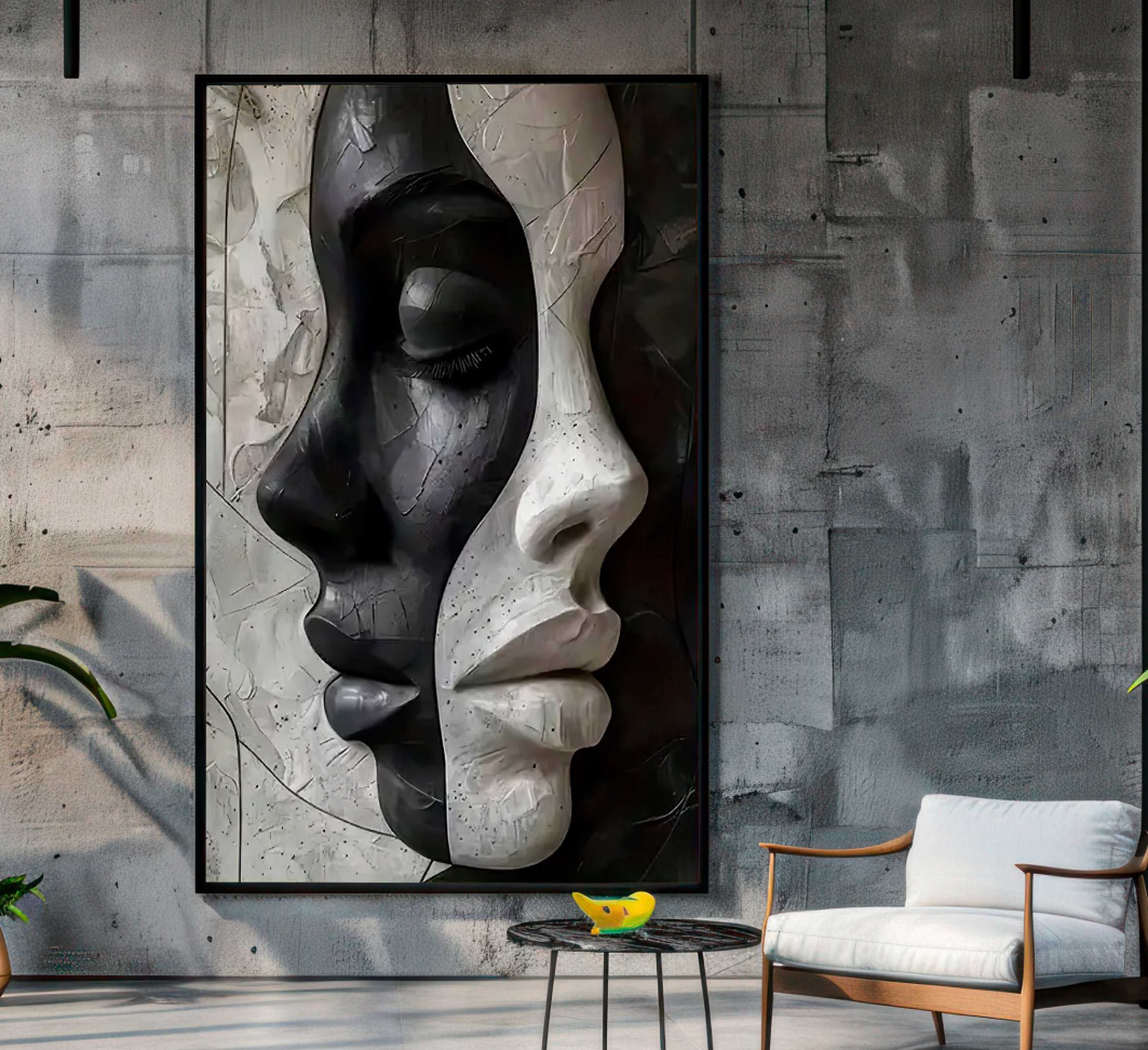 QUADRO ARTE AS DUAS FACES PRETO E BRANCO - #3
