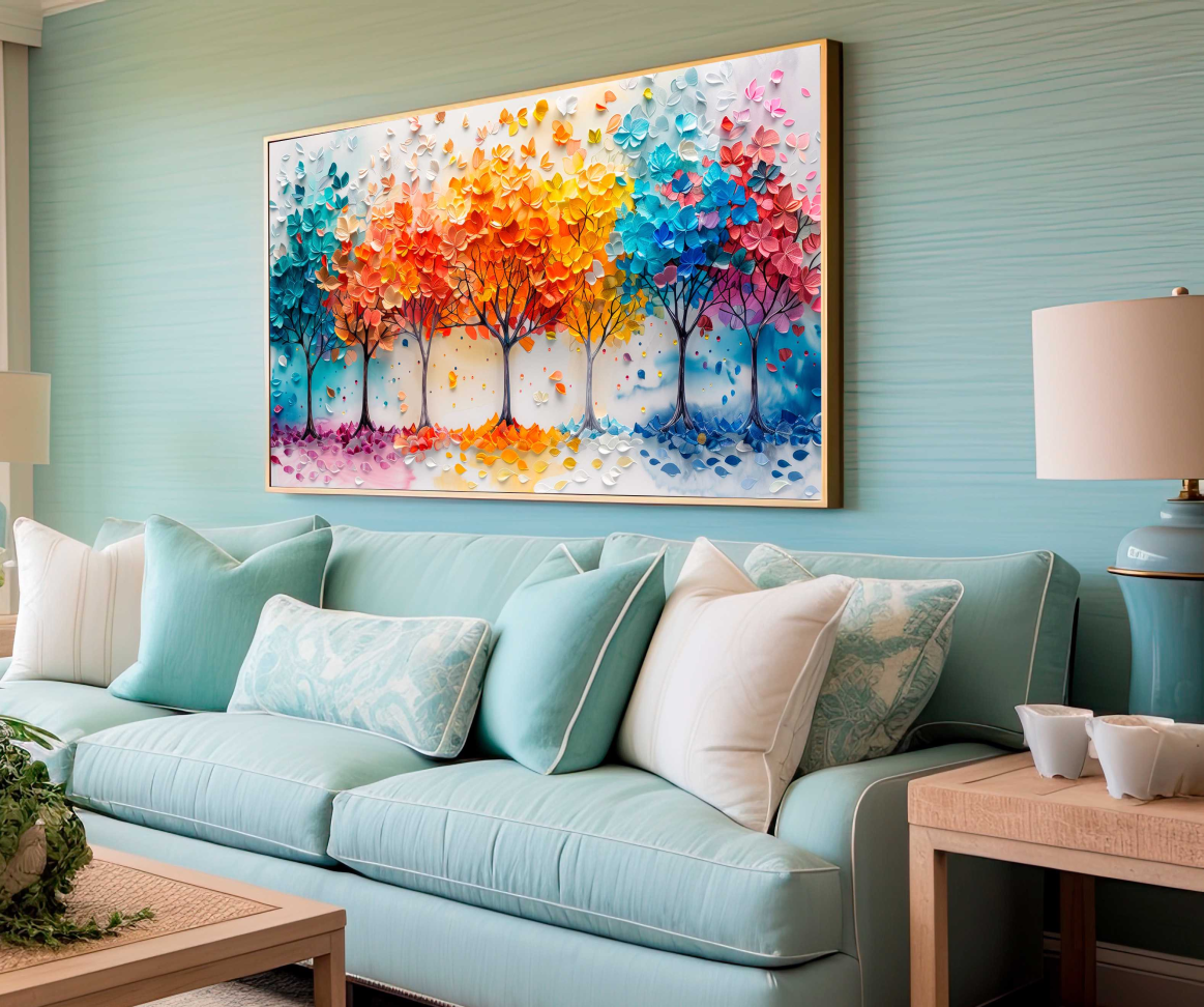 QUADRO ABSTRATOS COM ARVORES EM BELAS CORES - #5