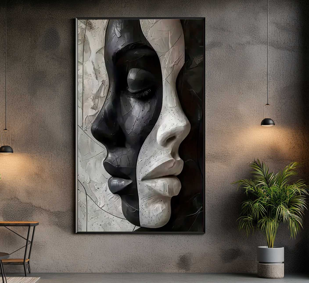 QUADRO ARTE AS DUAS FACES PRETO E BRANCO - #2