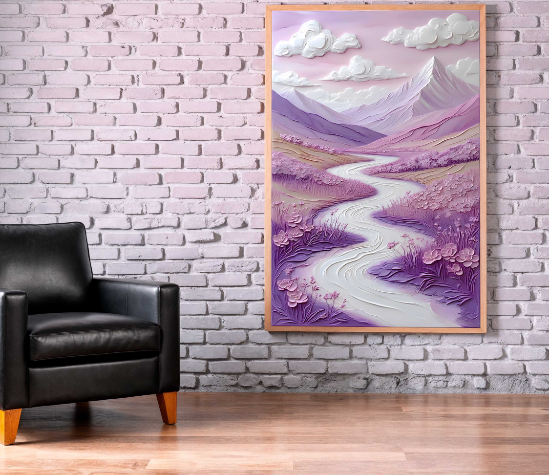 QUADRO ABSTRATO PAISAGEM COM RIO - #5