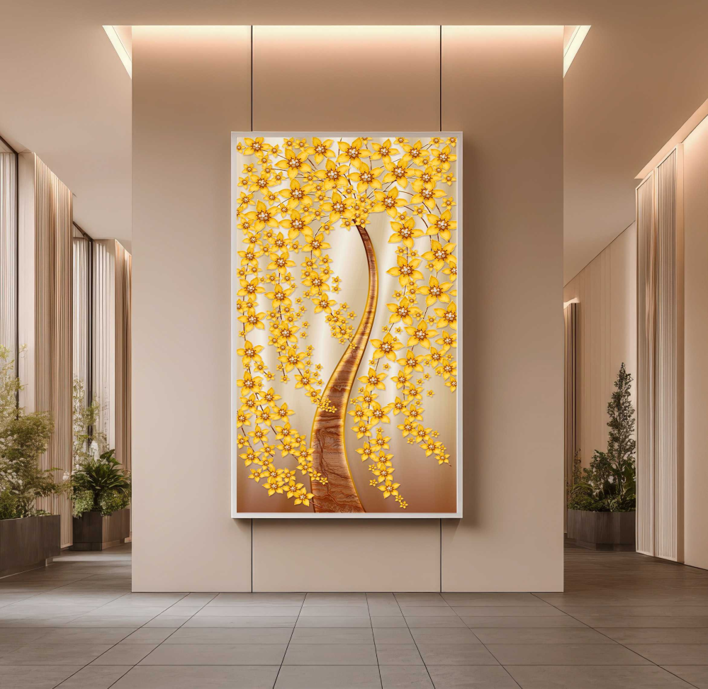 QUADRO EM LINDA ILUSTRAÇÃO DE ARVORE VERTICAL - #5