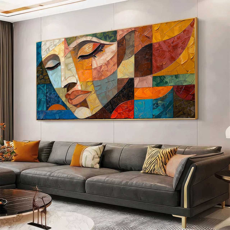 QUADRO EM ARTE PINTURA ABSTRATA DE UM ROSTO - #5