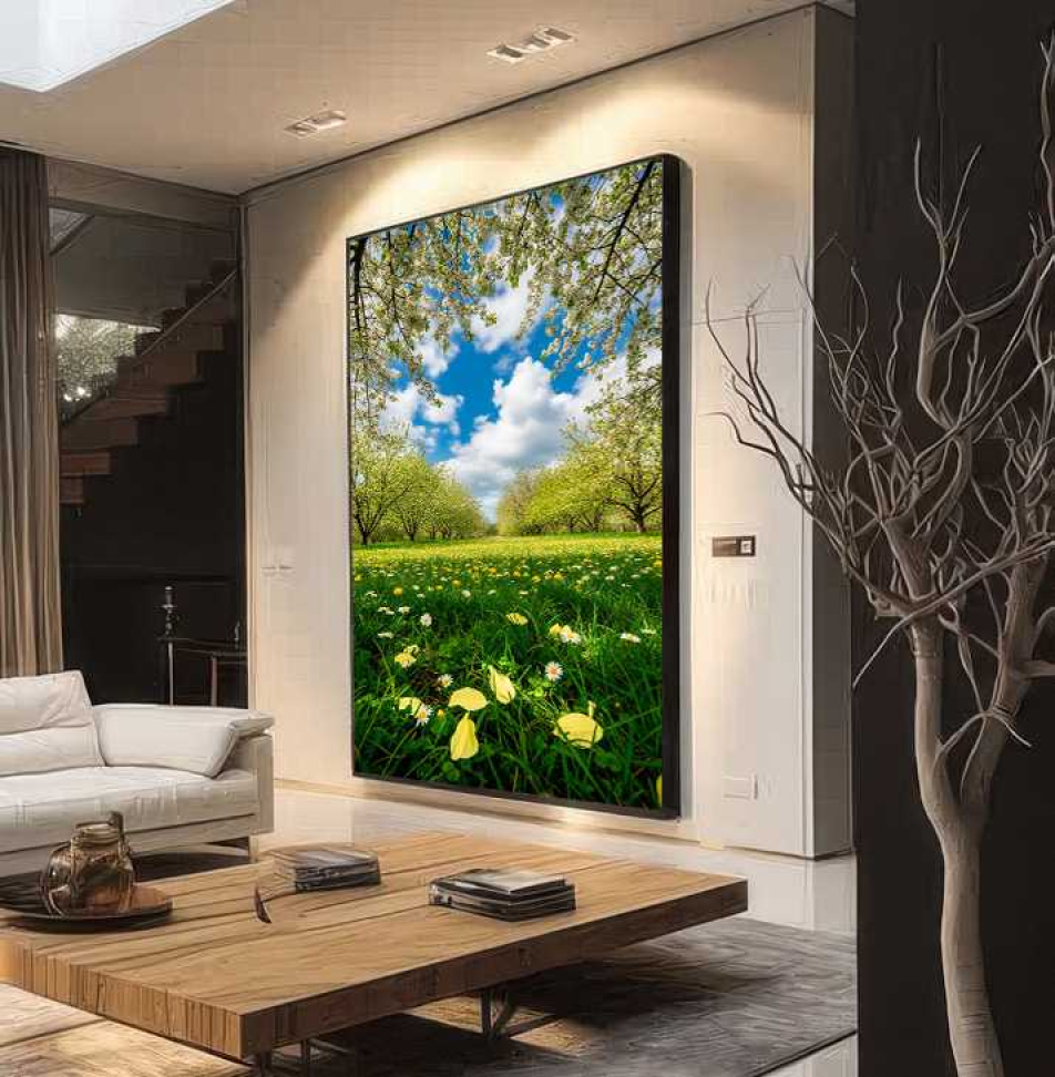 QUADRO LINDA PAISAGEM COM FLORES E ÁRVORES - #2