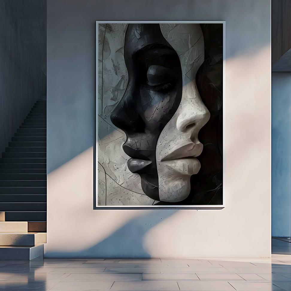 QUADRO ARTE AS DUAS FACES PRETO E BRANCO - #5