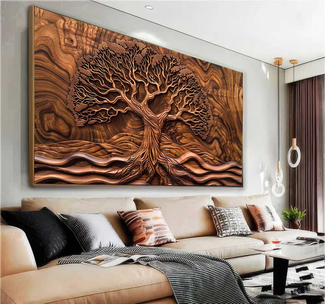 QUADRO EM ABSTRATO MADEIRADO DA ÁRVORE DA VIDA - #2