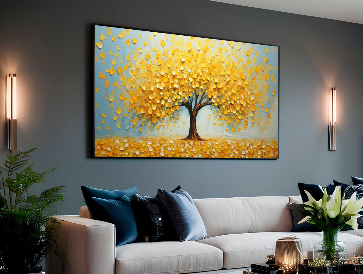QUADRO BELA ÁRVORE ABSTRATA AMARELA - #3