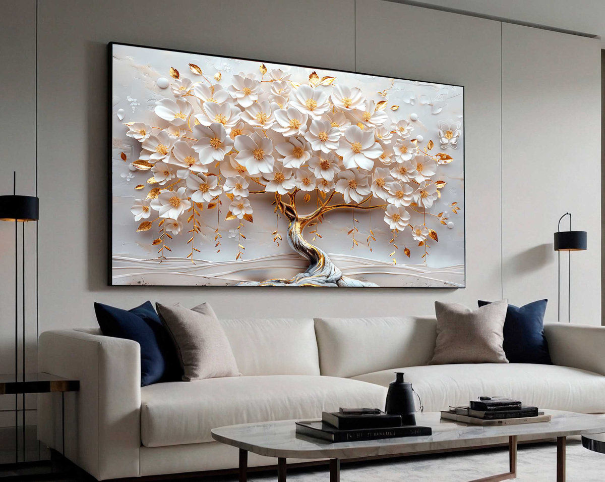 QUADRO UMA BELA ÁRVORE EM DOURADO 3D - #5