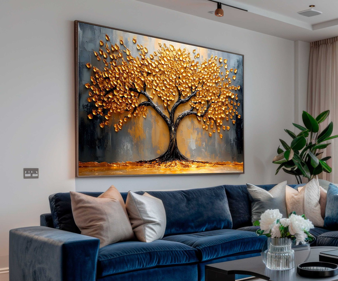 QUADRO PINTURA EM  BELA ÁRVORE ABSTRATA - #2