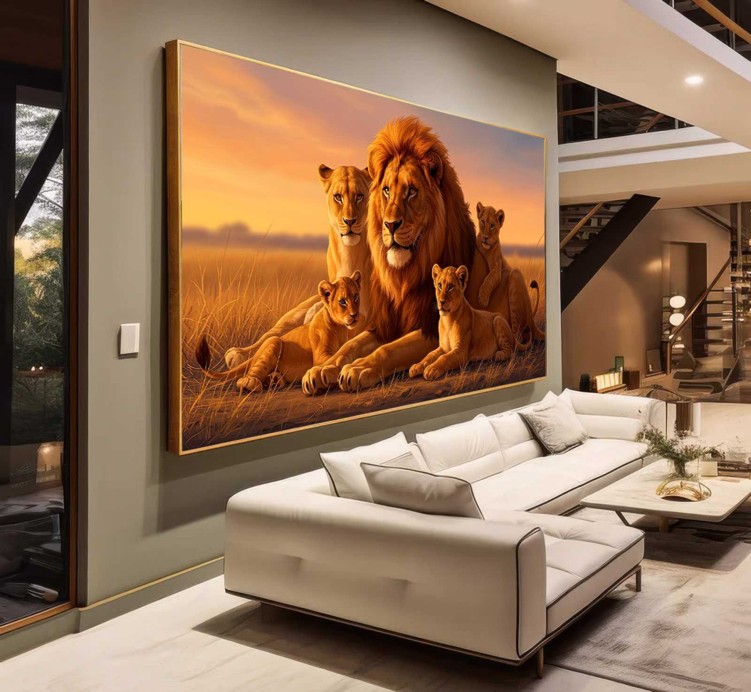 QUADRO EM LINDA FAMILIA DE LEÕES - #3