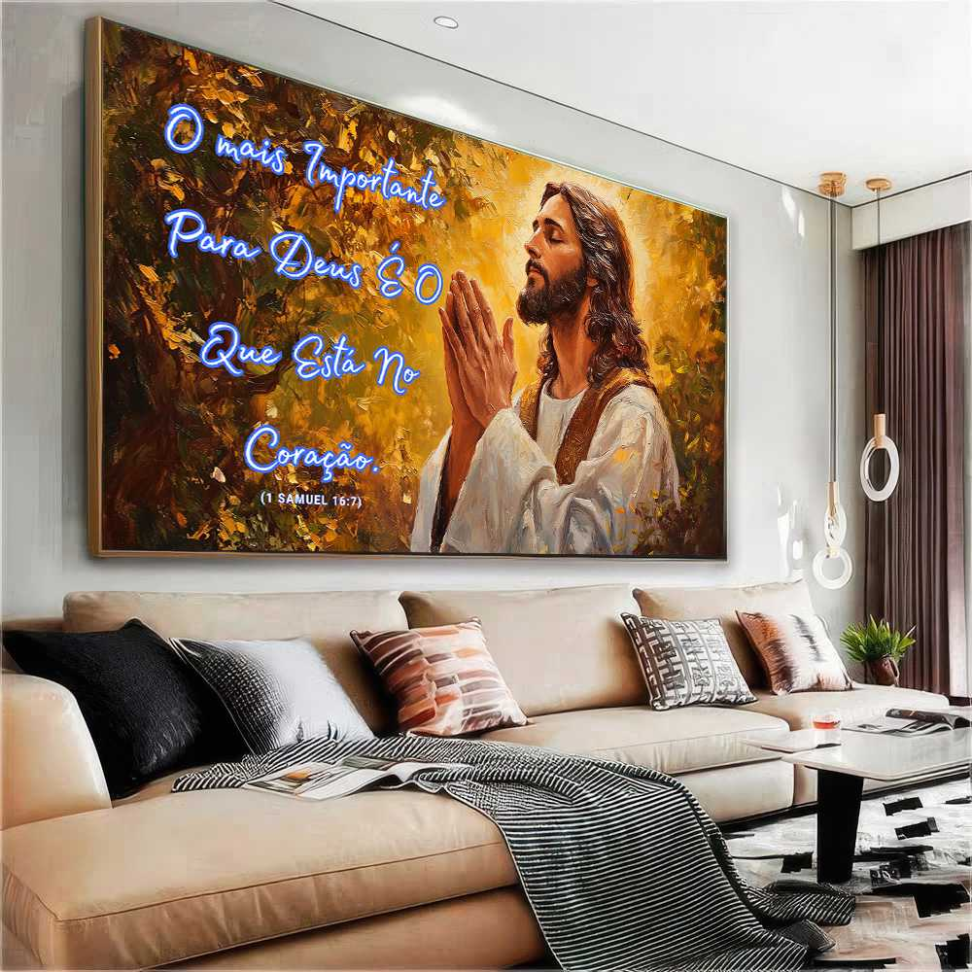 QUADRO JESUS EM ORAÇÃO COM FRASE  BIBLICA - #2