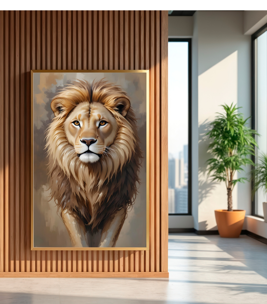 QUADRO EM PINTURA ABSTRATA DE LEÃO - #4