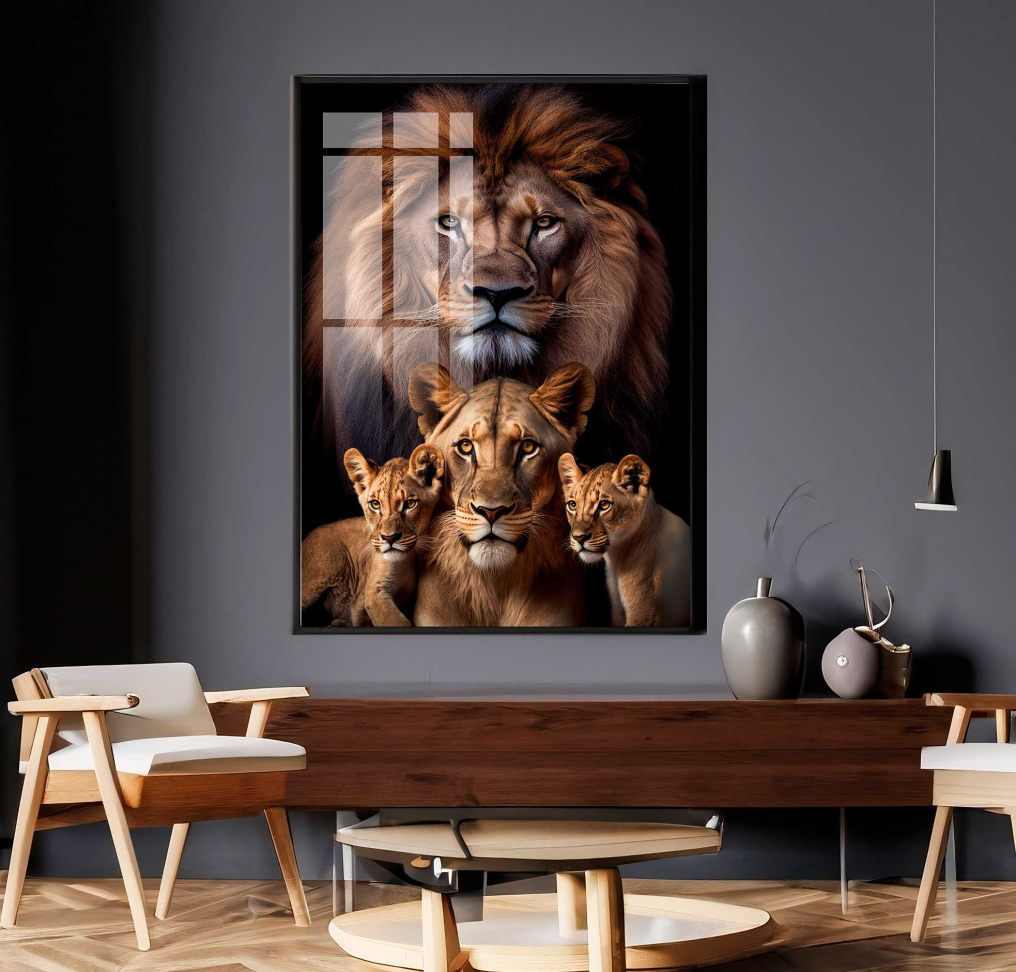 QUADRO LEÃO LEOA E FILHOTES - #4