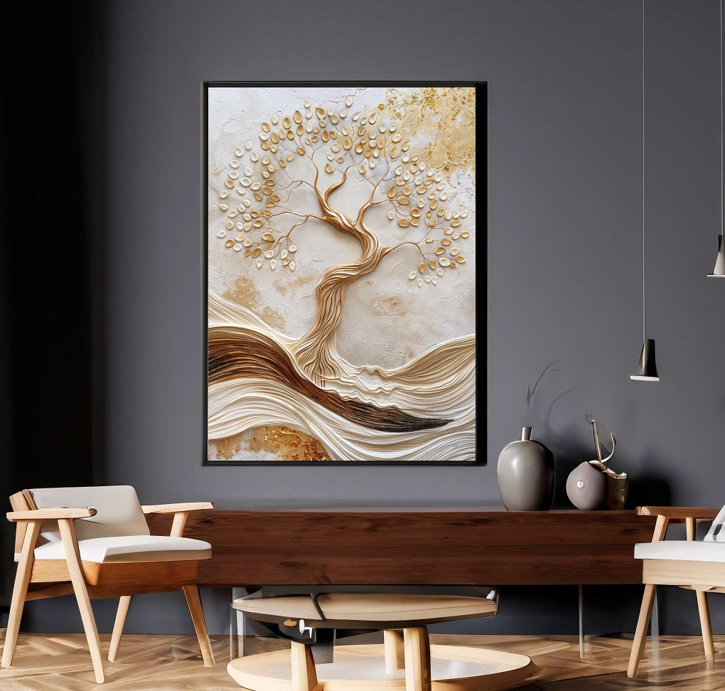 QUADRO EM ABSTRATO  PAISAGEM E ÁRVORE VERTICAL - #2