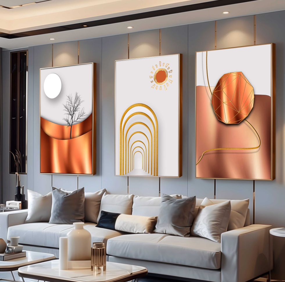 CONJUNTO ABSTRATO PAISAGEM DOURADA - #2