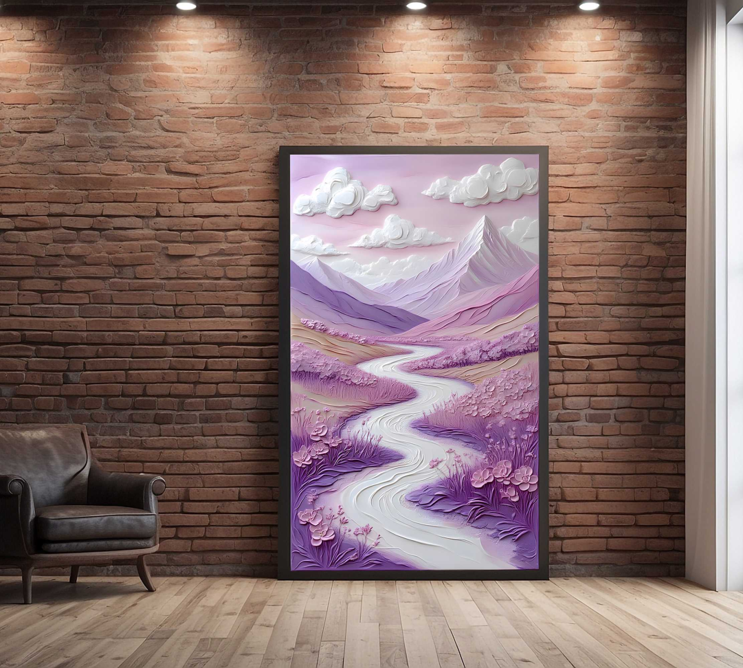 QUADRO ABSTRATO PAISAGEM COM RIO - #2