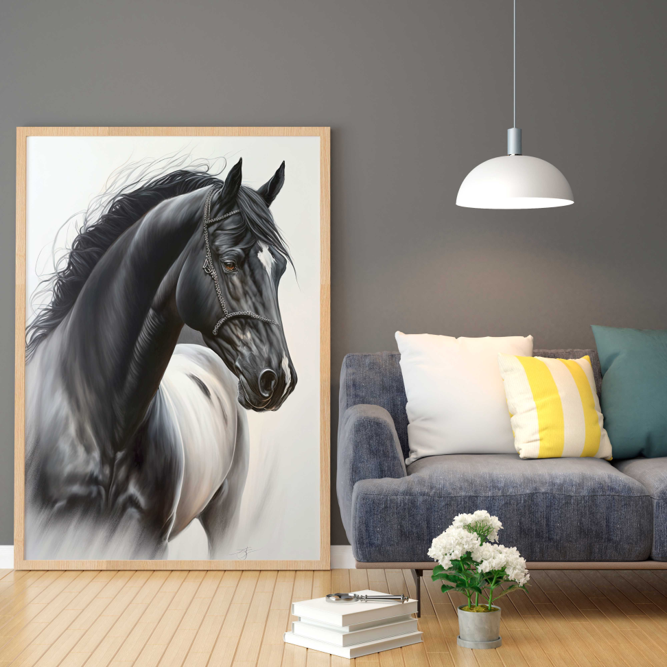 QUADRO UM BELO CAVALO PRETO - #3
