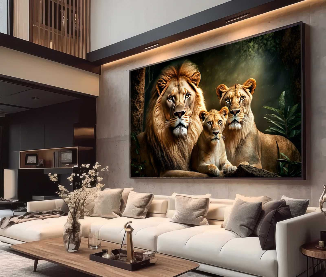 QUADRO FAMILIA LEÃO LEOA E FILHOTE - #3