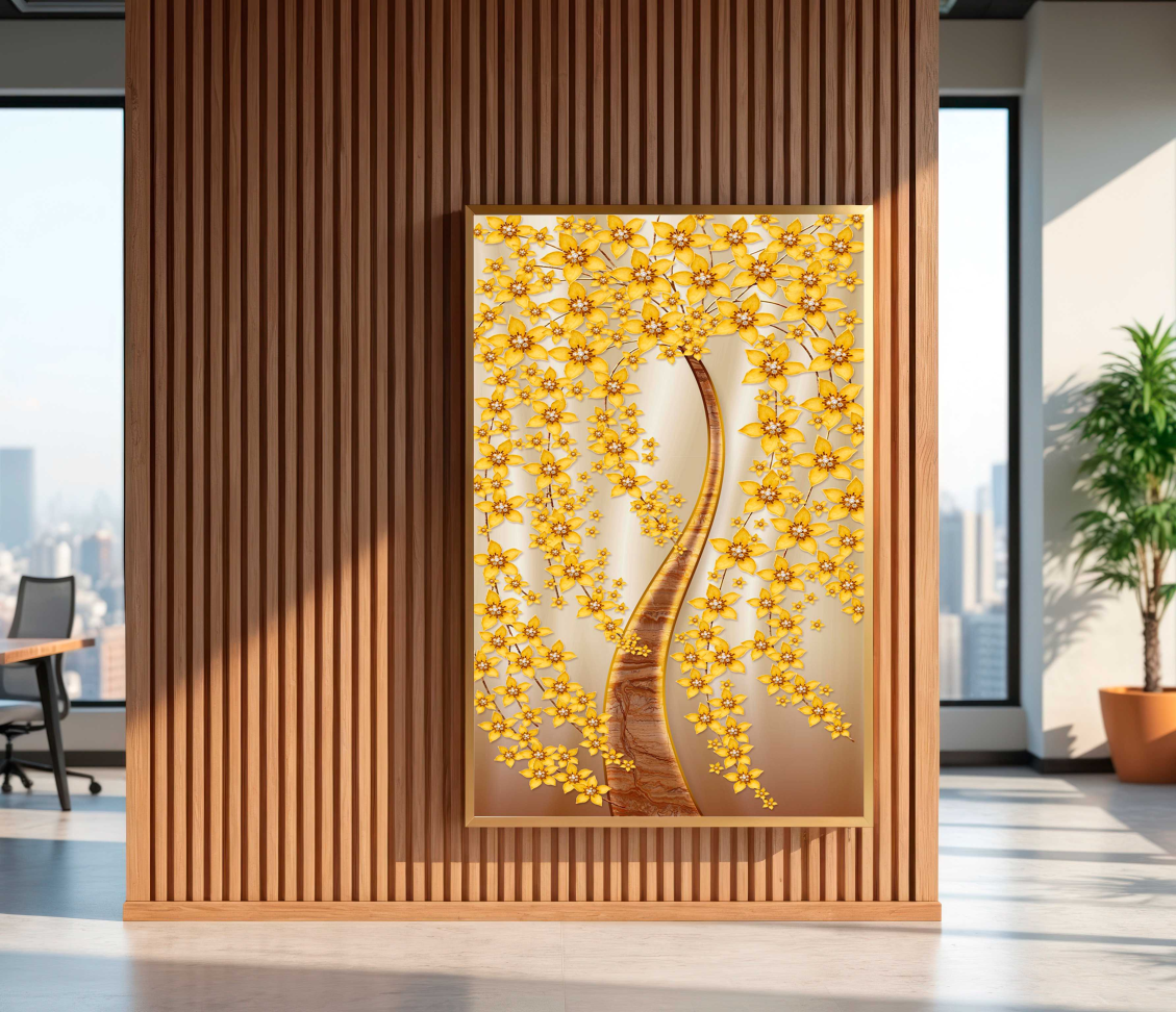 QUADRO EM LINDA ILUSTRAÇÃO DE ARVORE VERTICAL - #4