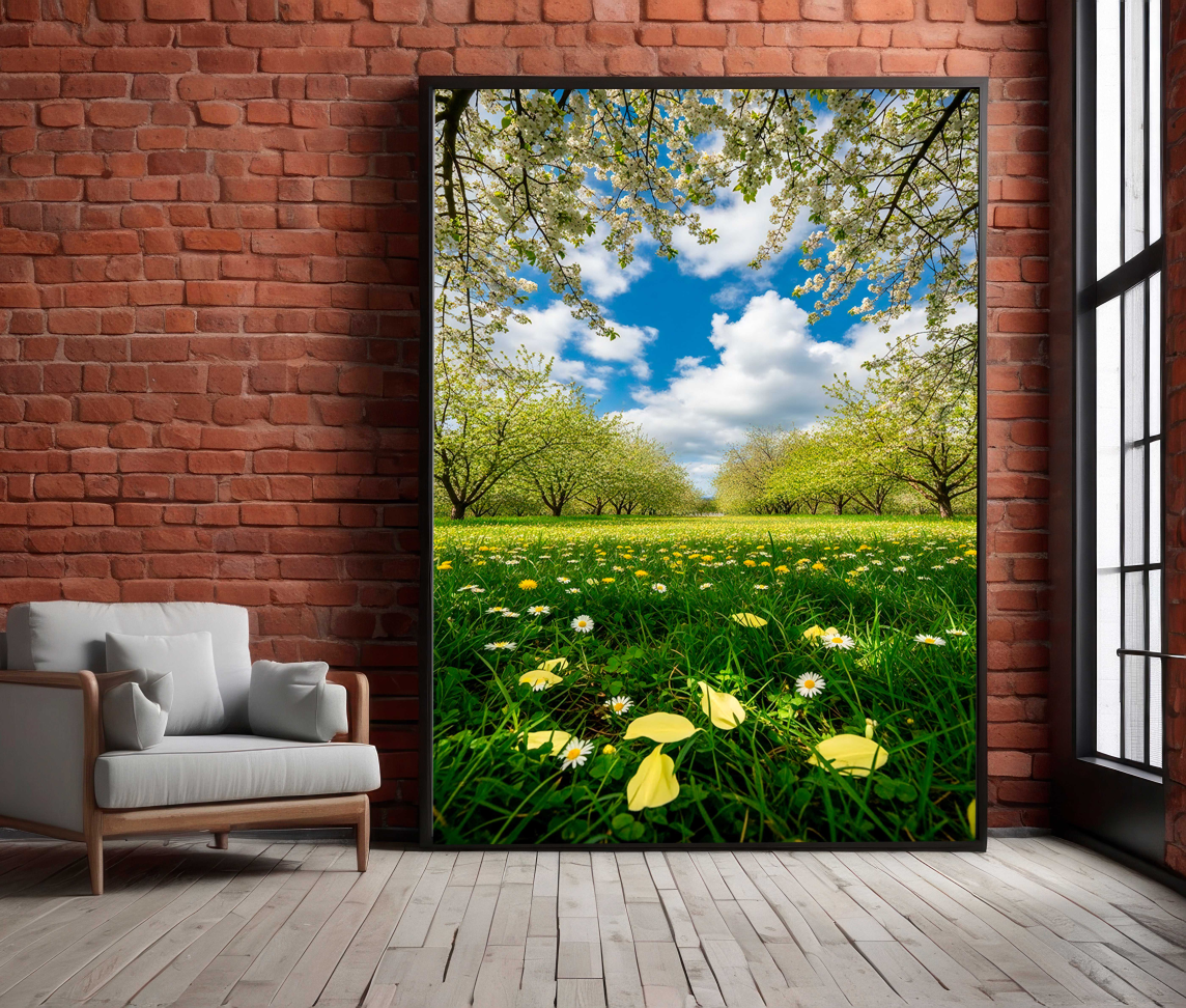 QUADRO LINDA PAISAGEM COM FLORES E ÁRVORES - #4
