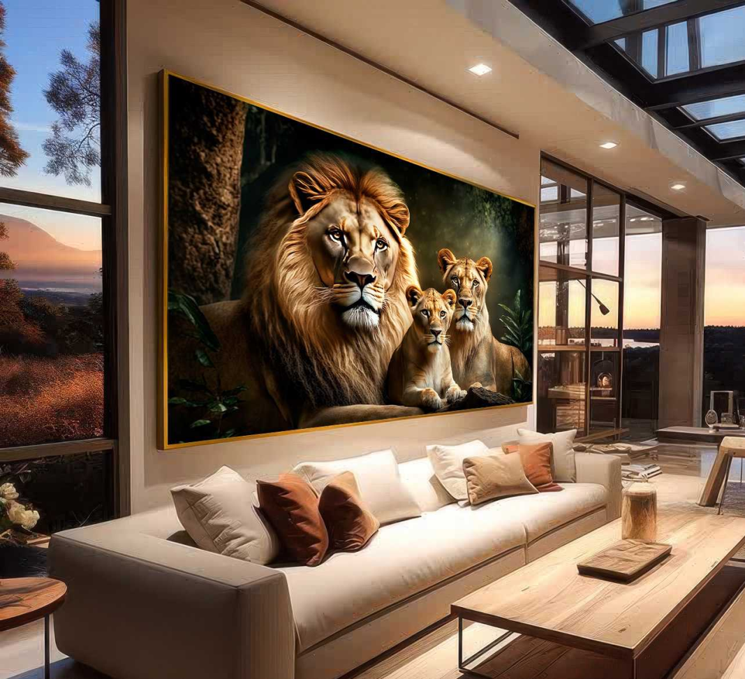 QUADRO FAMILIA LEÃO LEOA E FILHOTE - #2