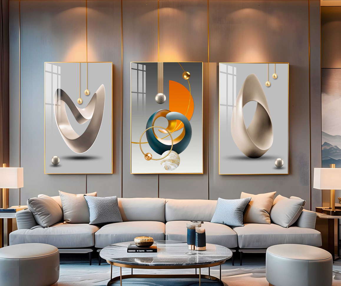 CONJUNTO FUNDO-DOURADO-A-MODA-DA-PAREDE-DE-ARTE-MODERNA - #5