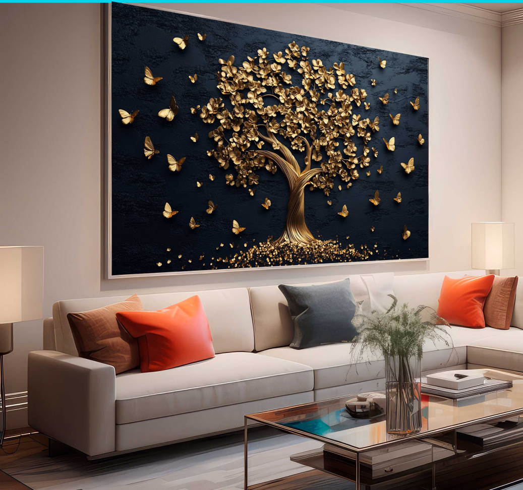 QUADRO ÁRVORE DOURADA COM FUNDO ESCURO - #5
