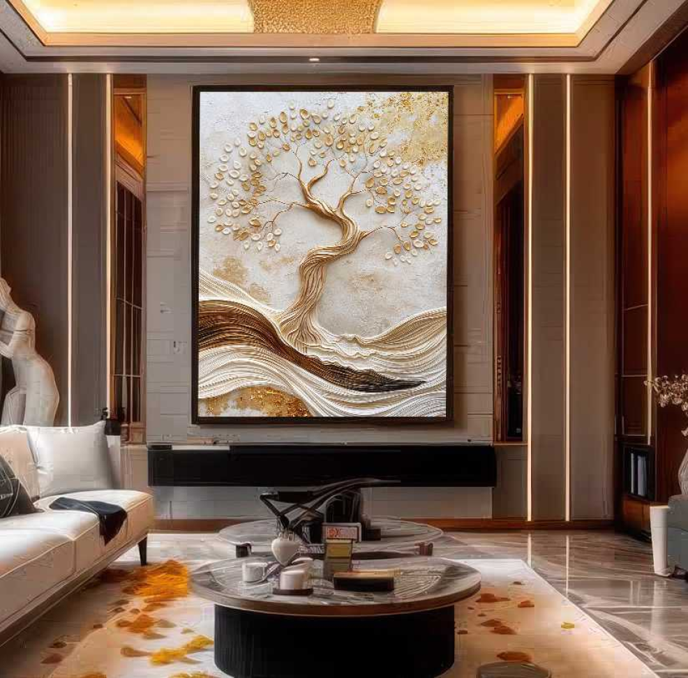 QUADRO EM ABSTRATO  PAISAGEM E ÁRVORE VERTICAL - #4