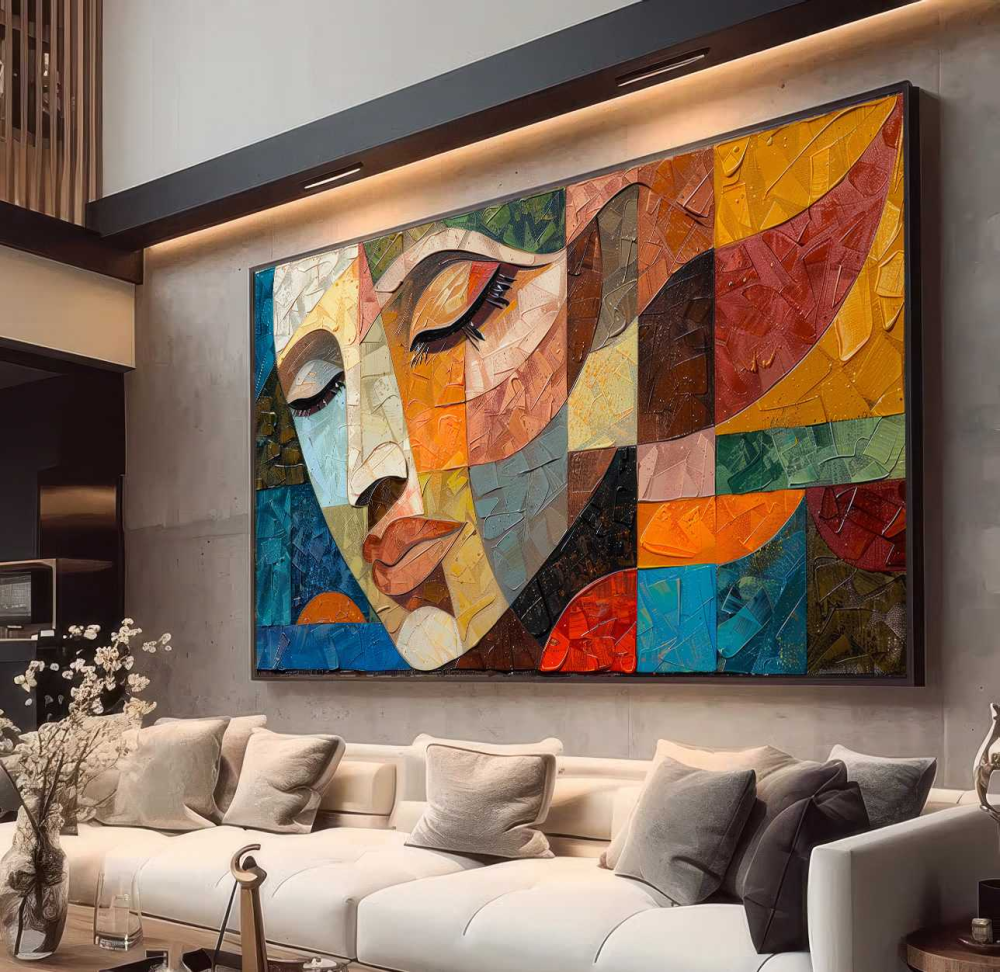 QUADRO EM ARTE PINTURA ABSTRATA DE UM ROSTO - #3