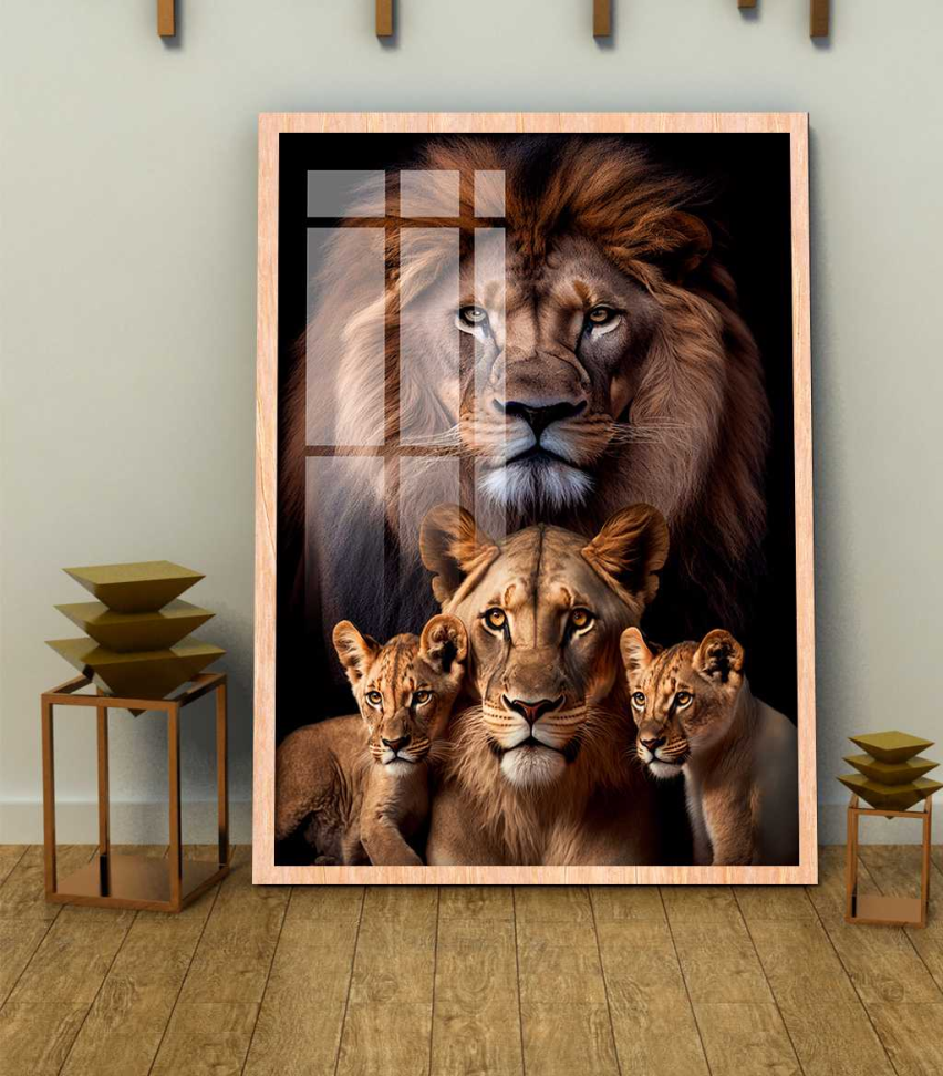 QUADRO LEÃO LEOA E FILHOTES - #2