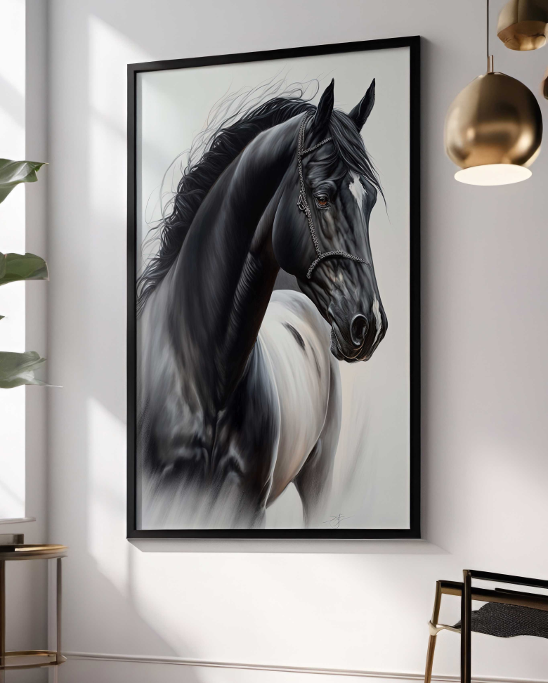 QUADRO UM BELO CAVALO PRETO - #2