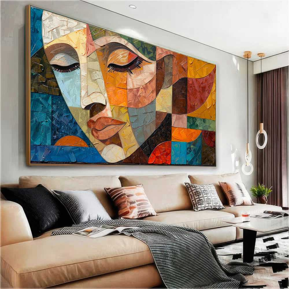 QUADRO EM ARTE PINTURA ABSTRATA DE UM ROSTO - #2