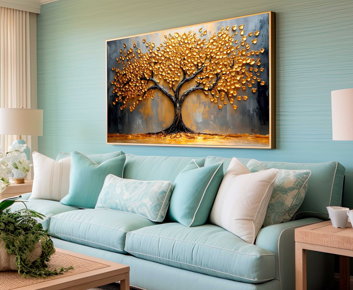 QUADRO PINTURA EM  BELA ÁRVORE ABSTRATA - #3