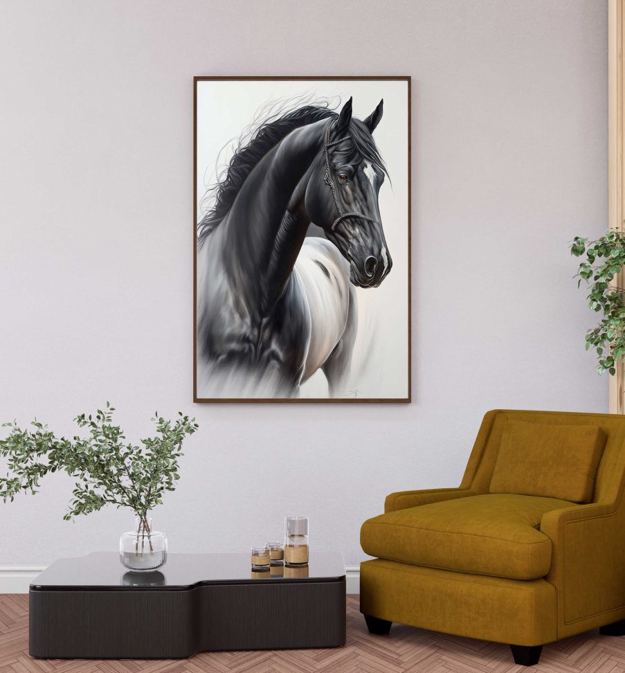 QUADRO UM BELO CAVALO PRETO - #5