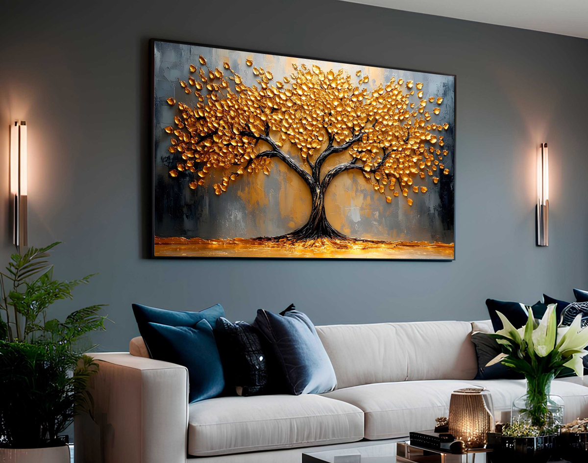 QUADRO PINTURA EM  BELA ÁRVORE ABSTRATA - #4