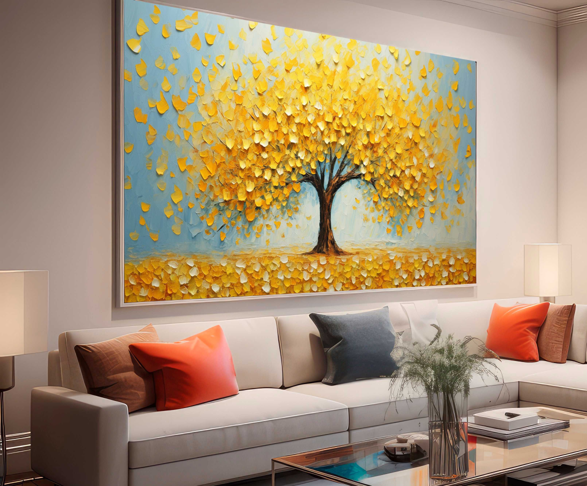 QUADRO BELA ÁRVORE ABSTRATA AMARELA - #4