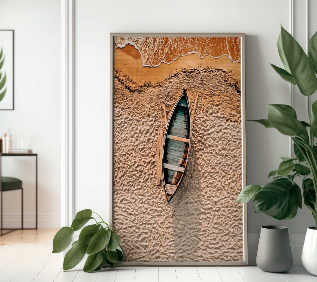 QUADRO BARCO PANORAMICO SOBRE AREIA - #2