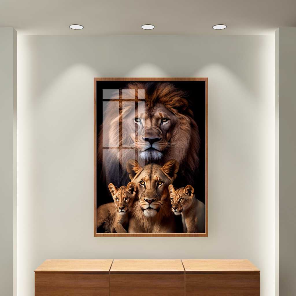 QUADRO LEÃO LEOA E FILHOTES - #3