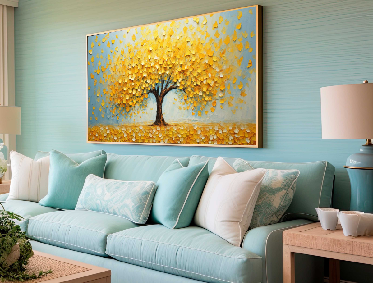 QUADRO BELA ÁRVORE ABSTRATA AMARELA - #2