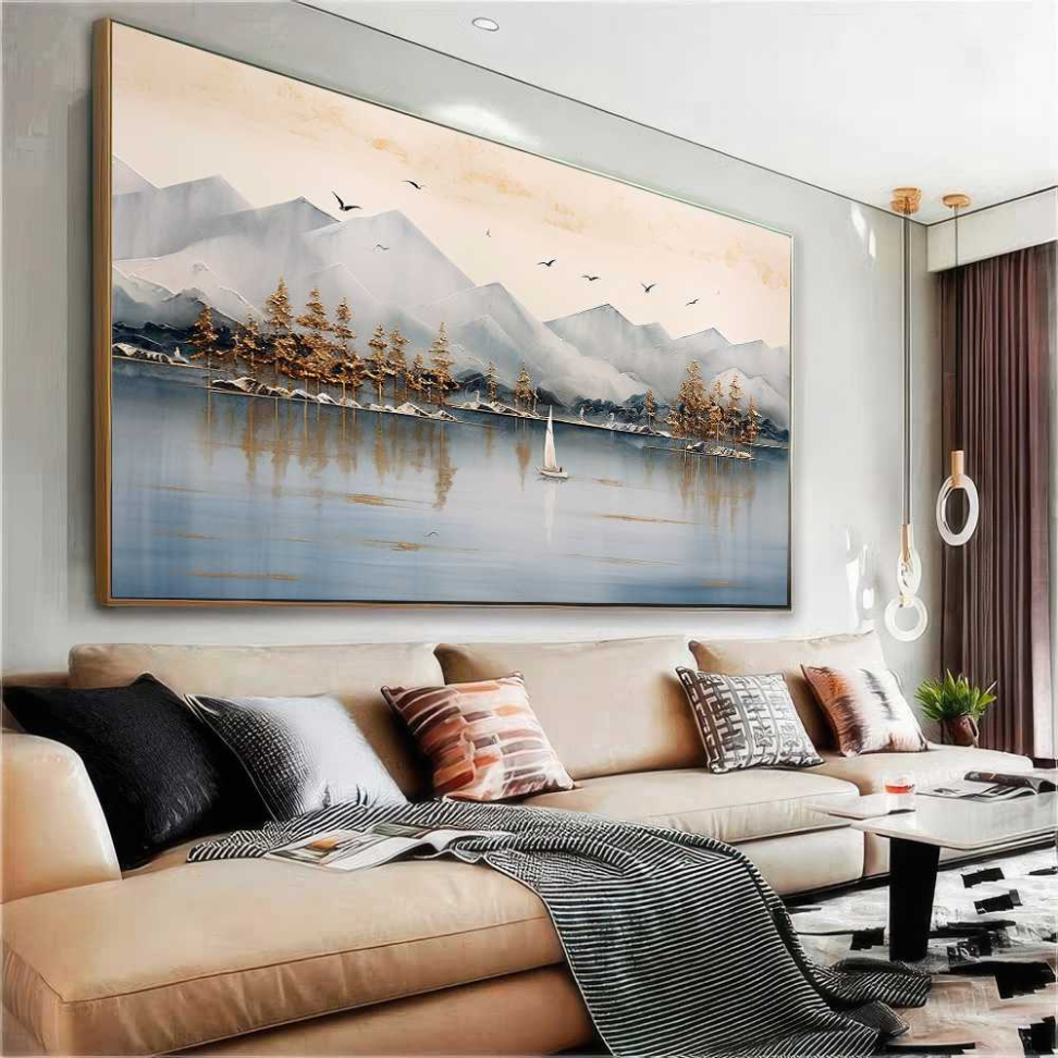 QUADRO EM PINTURA DE BELA PAISAGEM ABSTRATA - #3