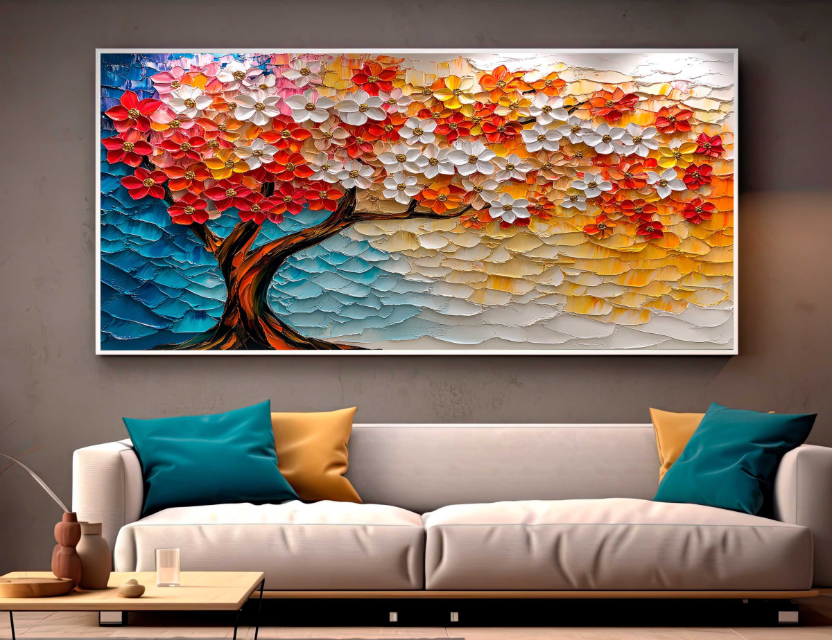 QUADRO BELA PINTURA DE ARVORE ABSTRATA - #5