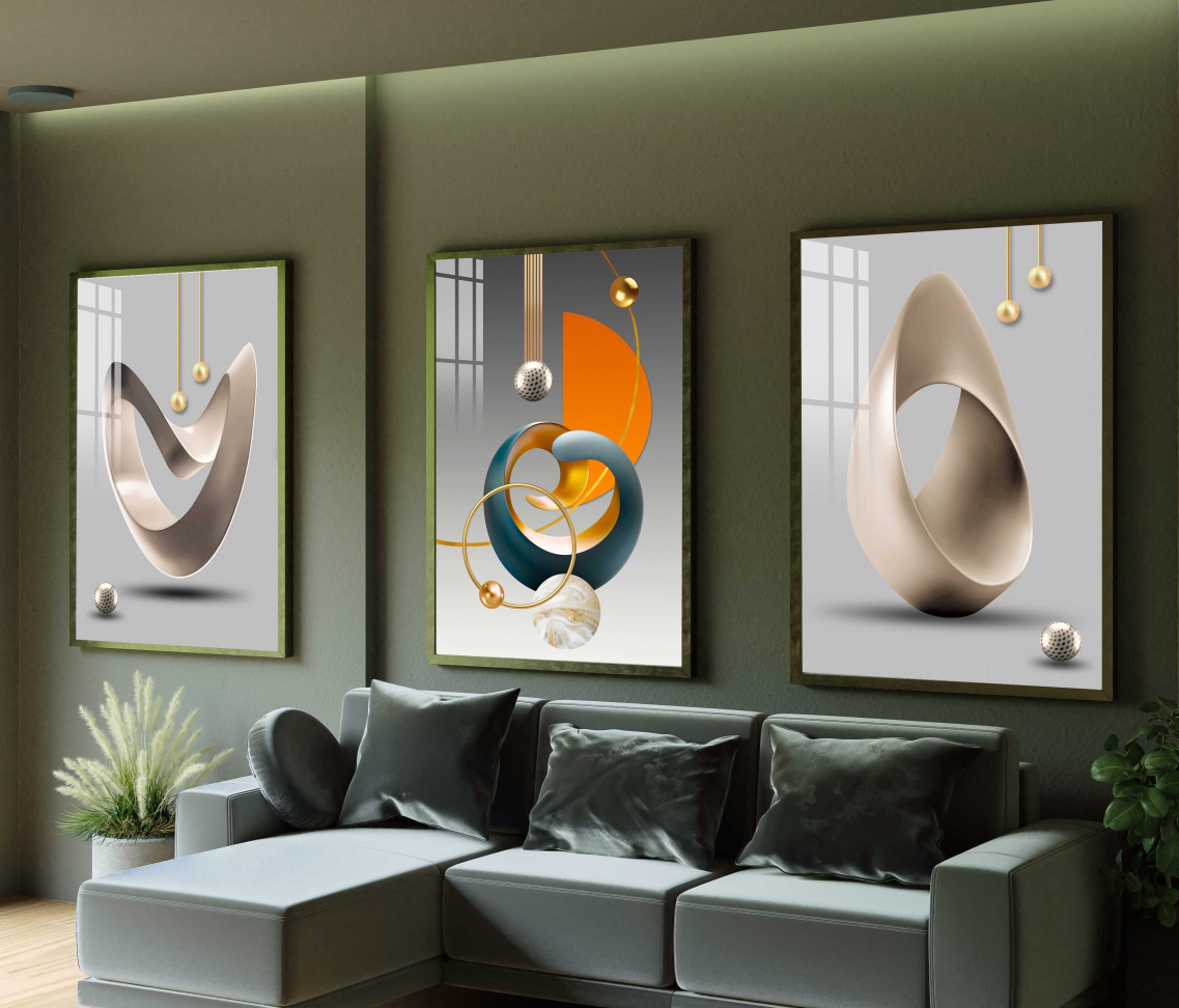 CONJUNTO FUNDO-DOURADO-A-MODA-DA-PAREDE-DE-ARTE-MODERNA - #4