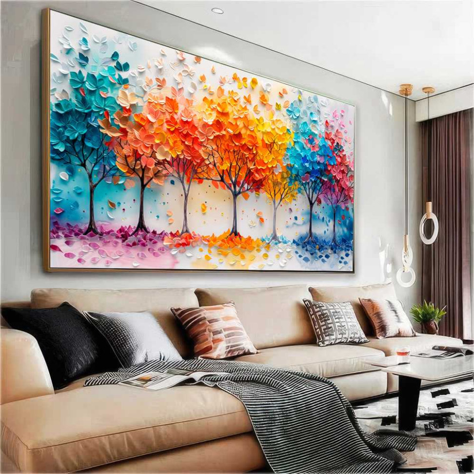 QUADRO ABSTRATOS COM ARVORES EM BELAS CORES - #2