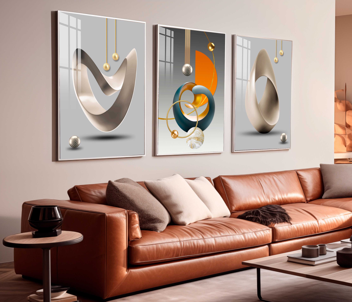 CONJUNTO FUNDO-DOURADO-A-MODA-DA-PAREDE-DE-ARTE-MODERNA - #2