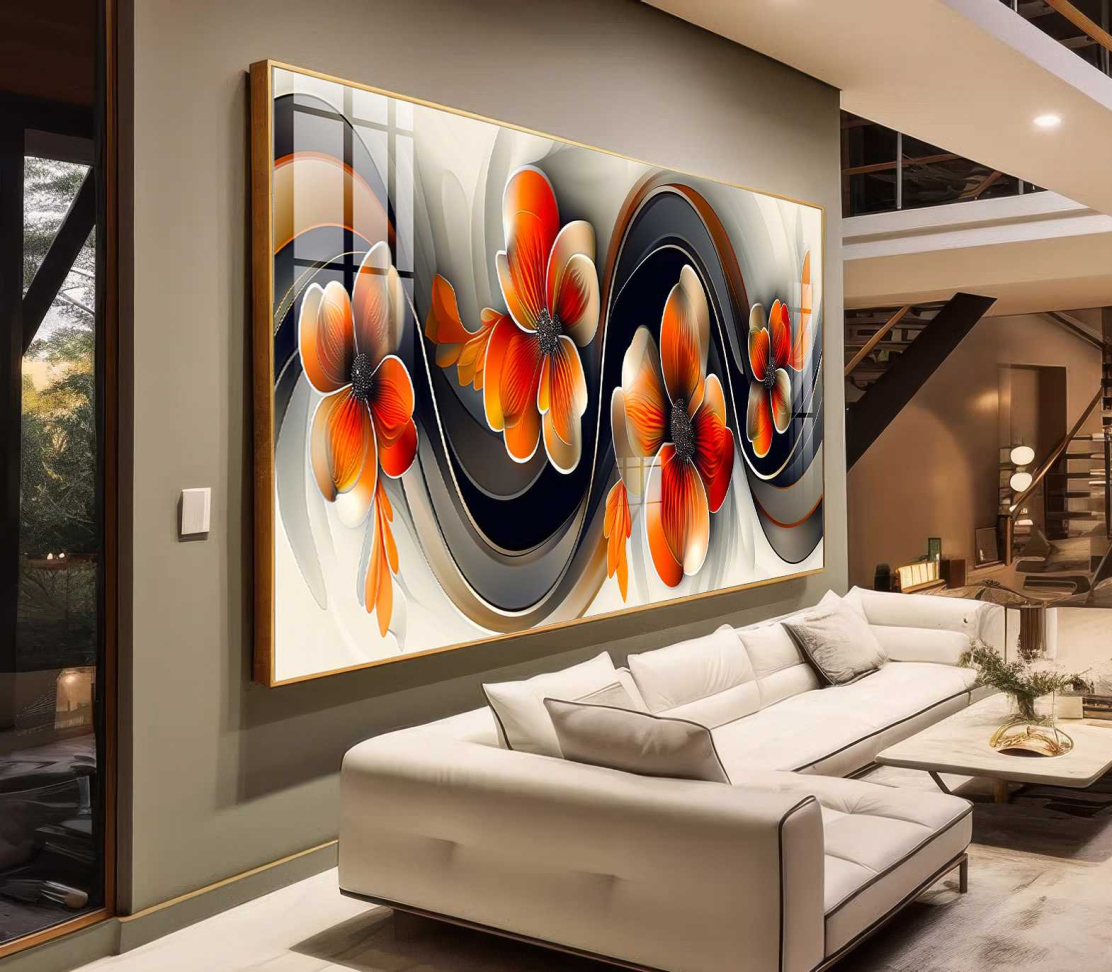 QUADRO EM LINDA ARTE ABSTRATA COM ROSAS VERMELHAS - #4