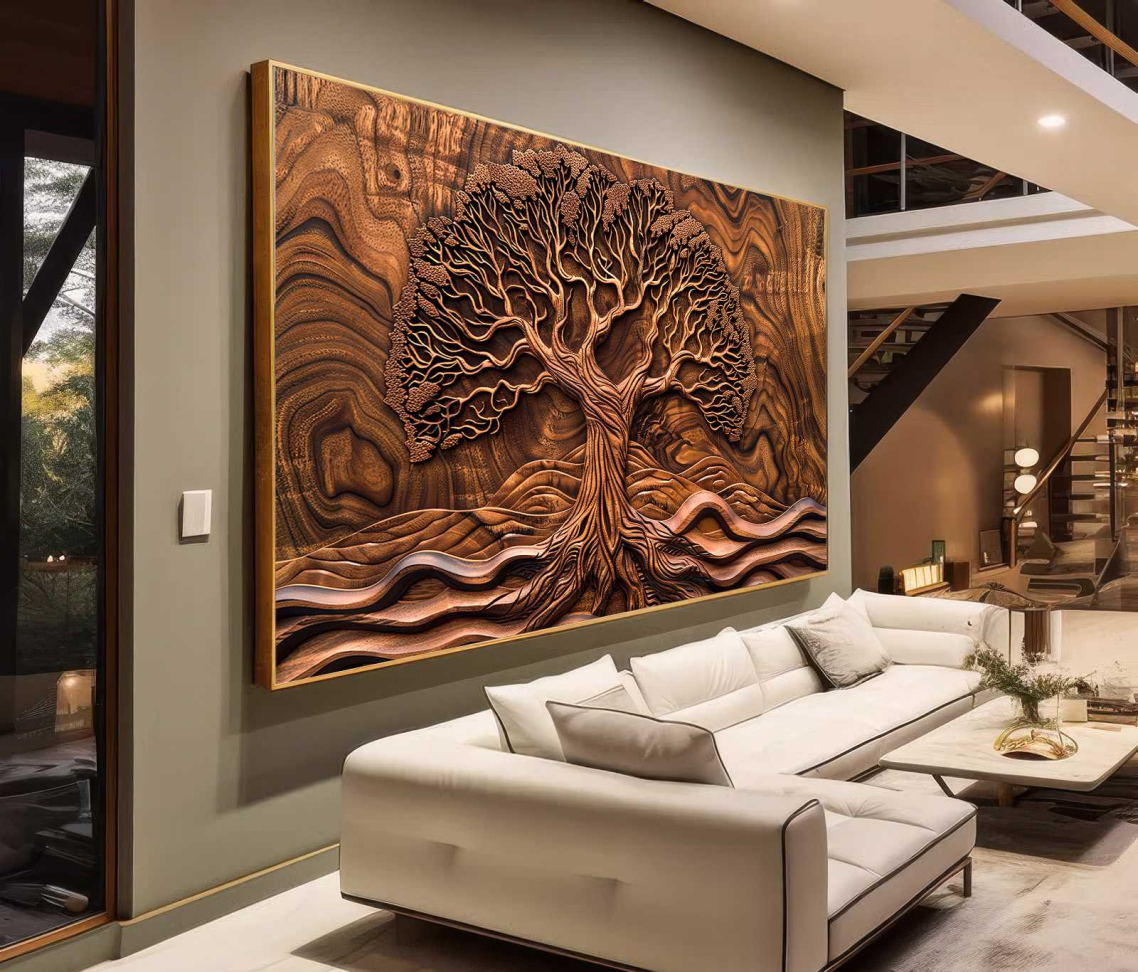 QUADRO EM ABSTRATO MADEIRADO DA ÁRVORE DA VIDA - #5