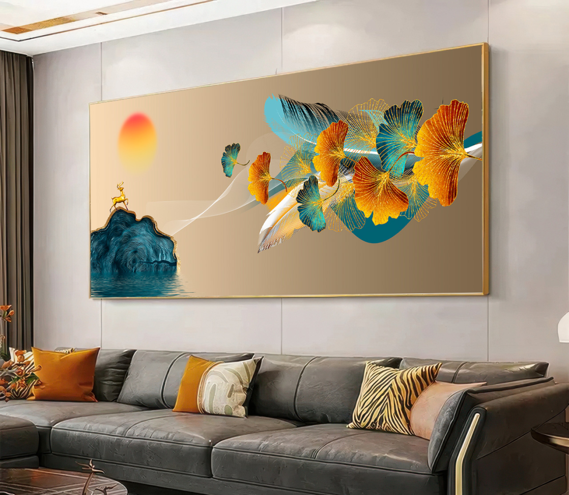 QUADRO EM PAISAGEM COM FOLHAGEM DE ILUSTRAÇÃO MODERNA - #3