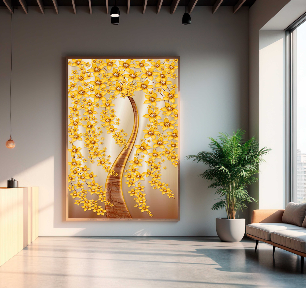 QUADRO EM LINDA ILUSTRAÇÃO DE ARVORE VERTICAL - #2