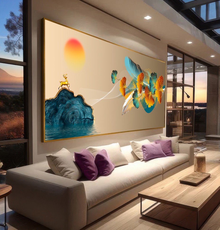 QUADRO EM PAISAGEM COM FOLHAGEM DE ILUSTRAÇÃO MODERNA - #5